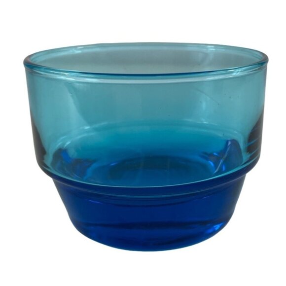 Mid-Century Bright Blue/Turquoise Weighted Bottom Lowball Cocktail Glass - Picture 4 of 9